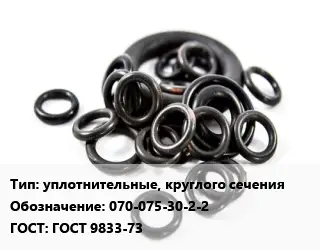 Кольцо РТИ уплотнительные, круглого сечения 070-075-30-2-2 ГОСТ: ГОСТ 9833-73
